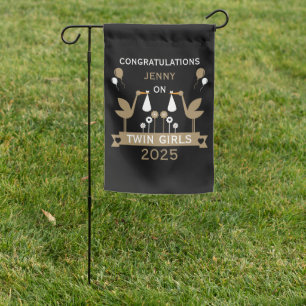 Congratulations Stalk Delivery Of Twins Garden Flag