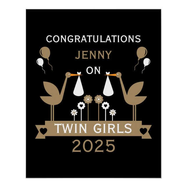 Congratulations Stalk Delivery Of Twins Poster (Front)