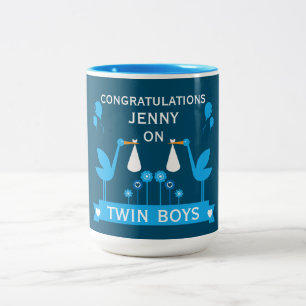 Congratulations Stalk Delivery Twin Boy Two-Tone Coffee Mug