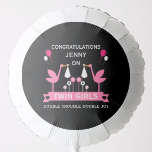 Congratulations Stalk Delivery Twin Girls Balloon