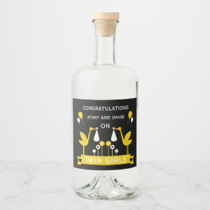 Congratulations Stalk Delivery Twins Liquor Bottle Label