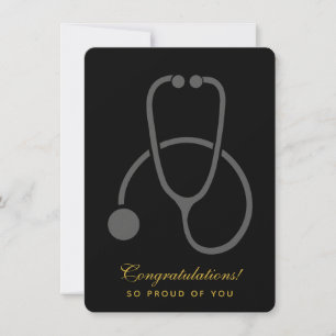 Congratulations Stylish Gray Stethoscope Grad Invitation