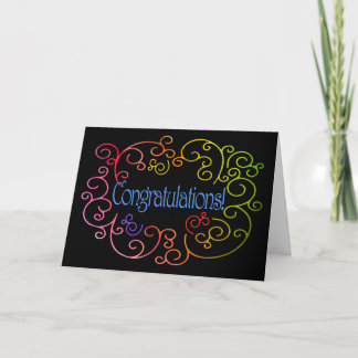 Congratulations/Success - Rainbow Swirls on Black Card