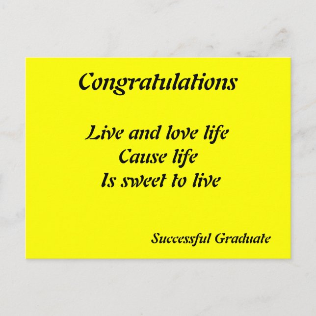 Congratulations successful graduate postcards (Front)