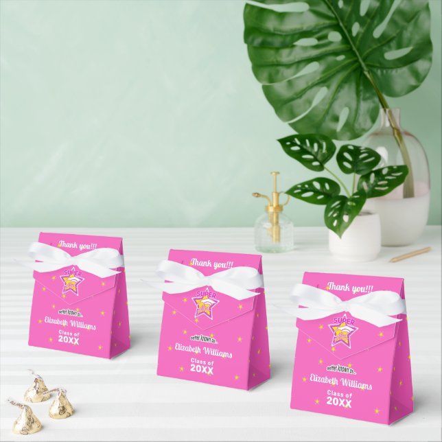 Congratulations Super Grad Pink-Editable Text Favor Boxes (Multiple)