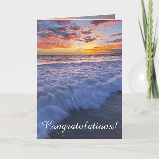 Congratulations! - Surfing beach waves at sunset Card (Front)