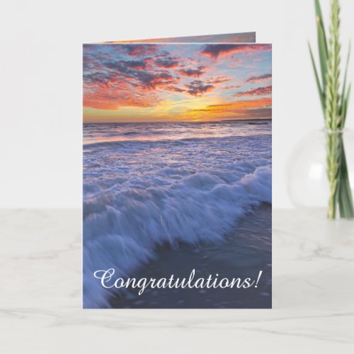 Congratulations _ Surfing beach waves at sunset Card