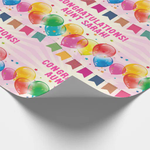 Congratulations Text or Name Graduation Retirement Wrapping Paper