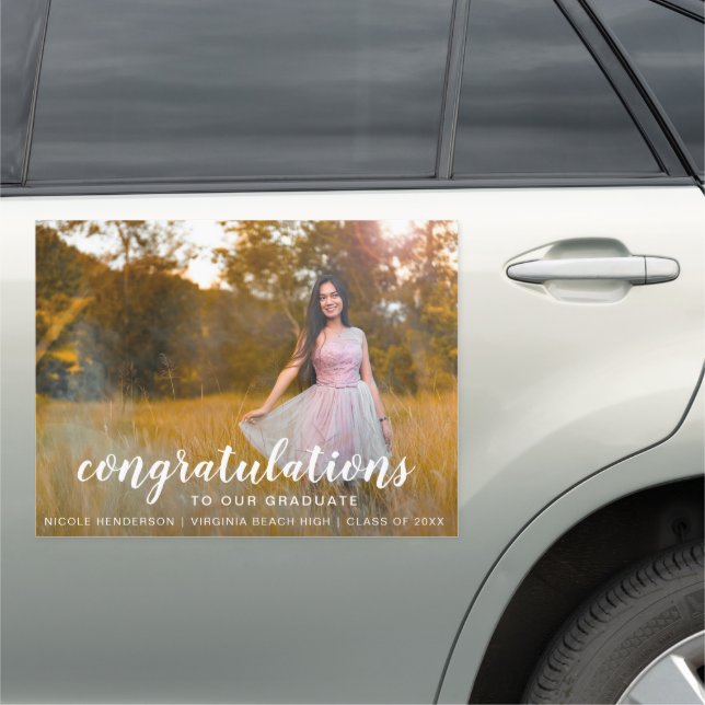 Congratulations Text Overlay Photo Graduation Car Magnet (In Situ)