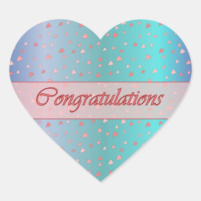 Congratulations Tiny Hearts Pink Blue Sticker (Front)