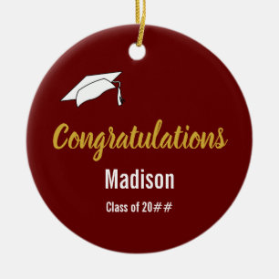 Congratulations to Graduate Name on Dark Red Ceramic Ornament