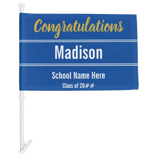 Congratulations to Graduate on Blue and White Car Flag