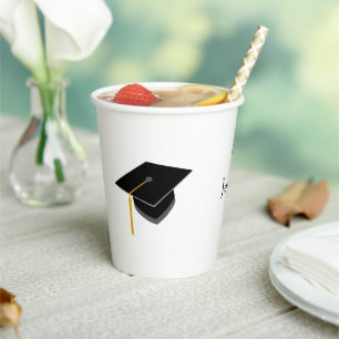 Congratulations to Graduate with Grad cap Paper Cups