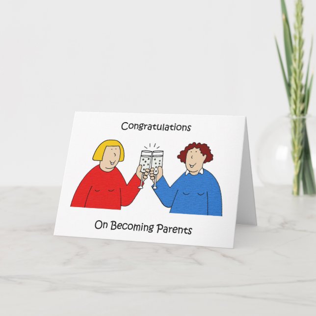 Congratulations to Lesbian Couple, New Parents. Card (Front)