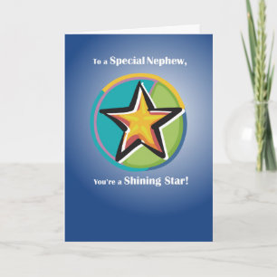 Congratulations to Nephew with Shining Star on Blu Card