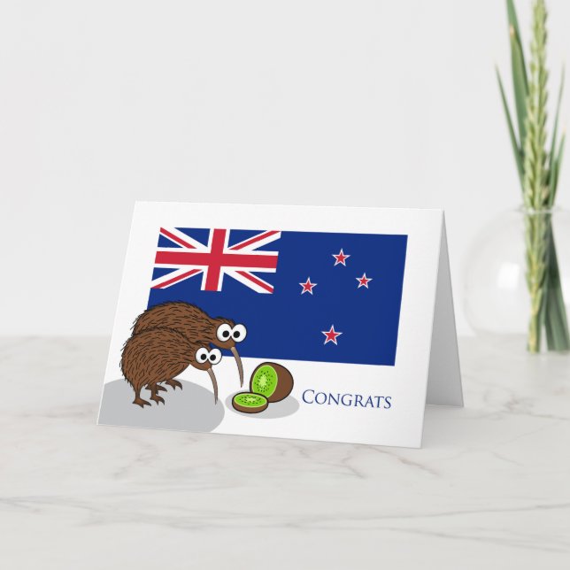 Congratulations to New Parents, Kiwi Birds & Fruit Card (Front)