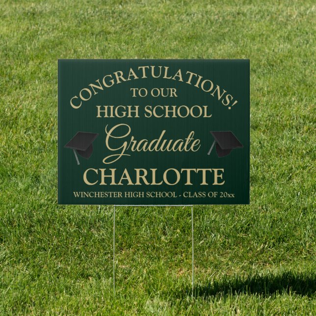 Congratulations to our graduate custom gold green  sign (Insitu)