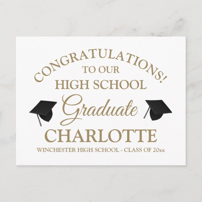 Congratulations to our graduate custom gold white postcard (Front)