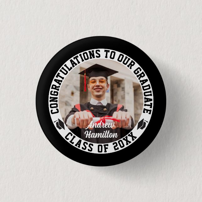 Congratulations To Our Graduate Graduation Photo Button (Front)