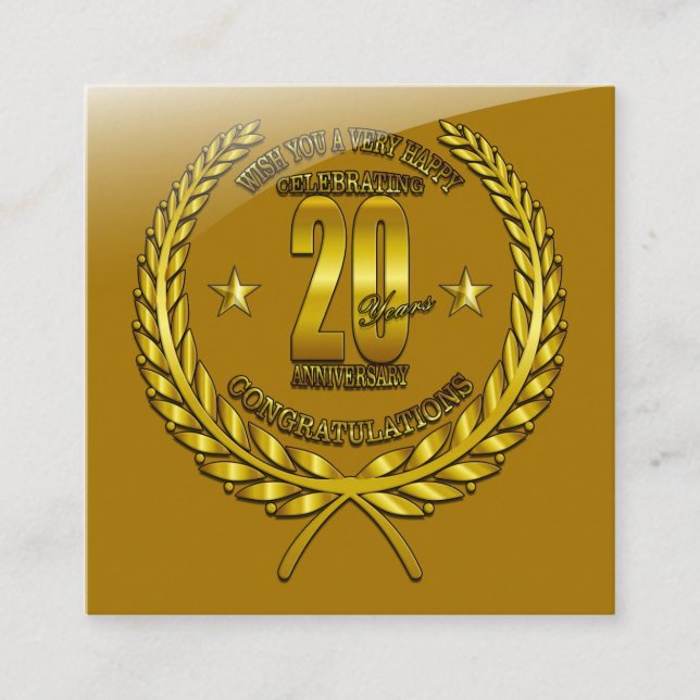 Congratulations to the 20th Anniversary Enclosure Card (Front)