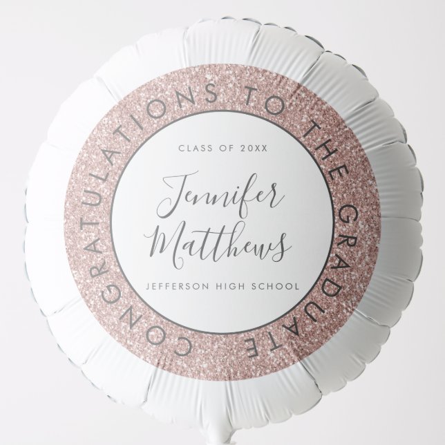 Congratulations to The Graduate Pink Glitter Name Balloon (Front)