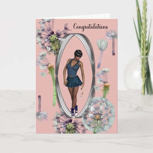 Congratulations to Young Black Girl Card (Front)