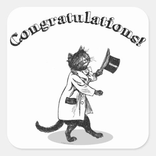 Congratulations Top Hat Cat Sticker