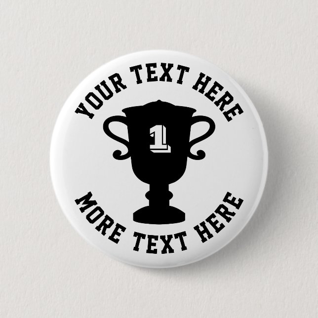 Congratulations trophy cup 1st place prize button (Front)