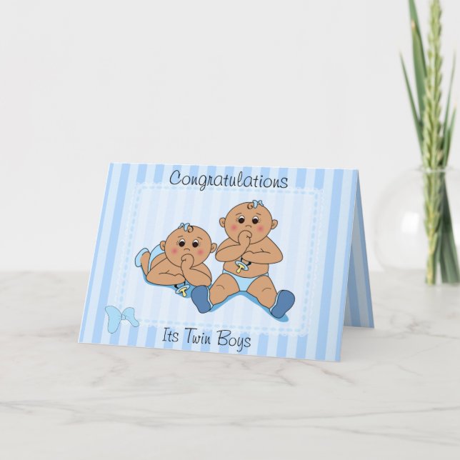 Congratulations - Twin Baby Boys Custom Card (Front)