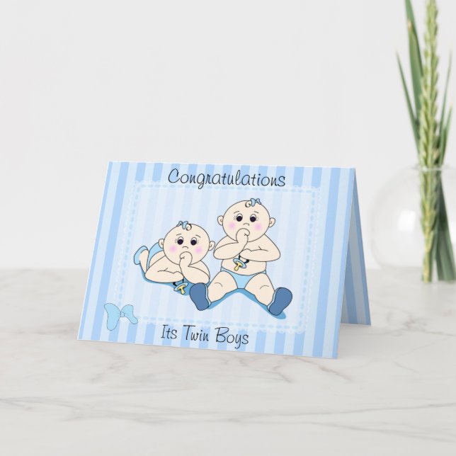 Congratulations - Twin Baby Boys Custom Card (Front)
