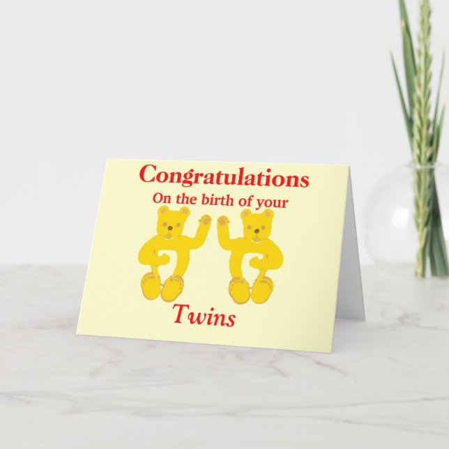 Congratulations Twins Birth Card personalize (Front)