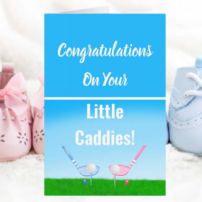 Congratulations Twins Tee Up Blue or Pink Golf  Card (Creator Uploaded)