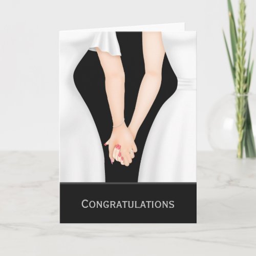 Congratulations Two Brides In Dresses Wedding Card