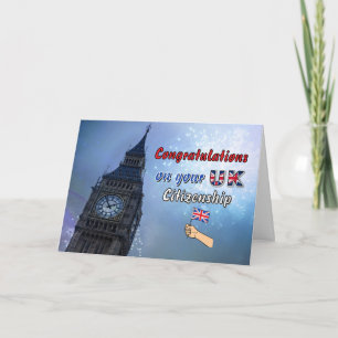Congratulations UK Citizenship Big Ben Fireworks Card