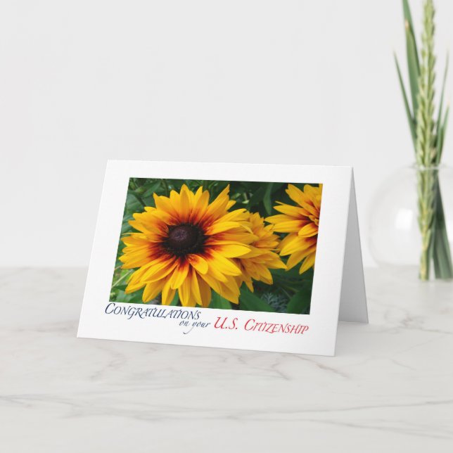 Congratulations US Citizenship floral Card (Front)