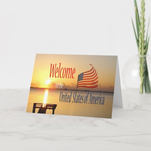 Congratulations US Citizenship US Flag and Sunrise Card