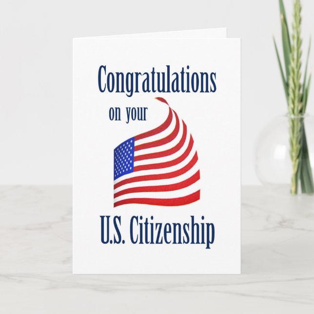 Congratulations US Citizenship US Flag Card (Front)