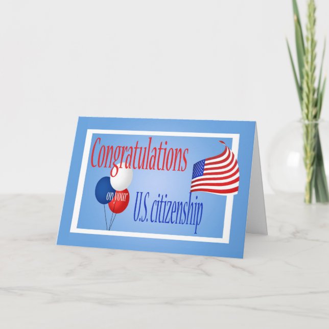 Congratulations US Citizenship US Flag Card (Front)
