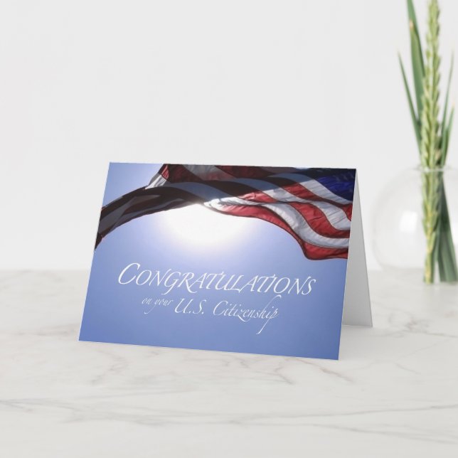 Congratulations US Citizenship US Flag Card (Front)