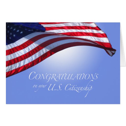 Congratulations US Citizenship US Flag Flying Sun Card | Zazzle