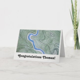 Congratulations Vintage Watercolor Topo Map Card