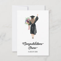 Congratulations Watercolor Graduate Girl Flowers 