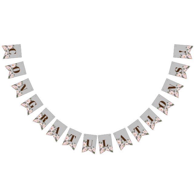 Congratulations Watercolor Pink Roses Ballerina Bunting Flags (All)