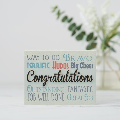 Congratulations - Way To Go Postcard | Zazzle