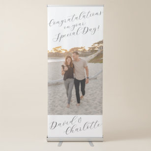 Congratulations Wedding Banner, With Photo, Names Retractable Banner