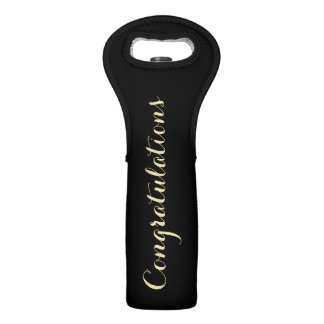 Congratulations Wedding Black Wine Bottle Tote Bag