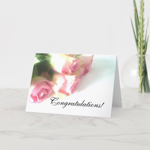 Congratulations wedding card with pink rose flower