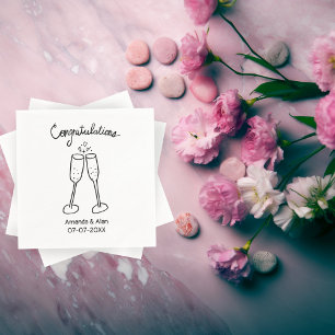 Congratulations Wedding Champagne Sketch CUSTOM Napkins