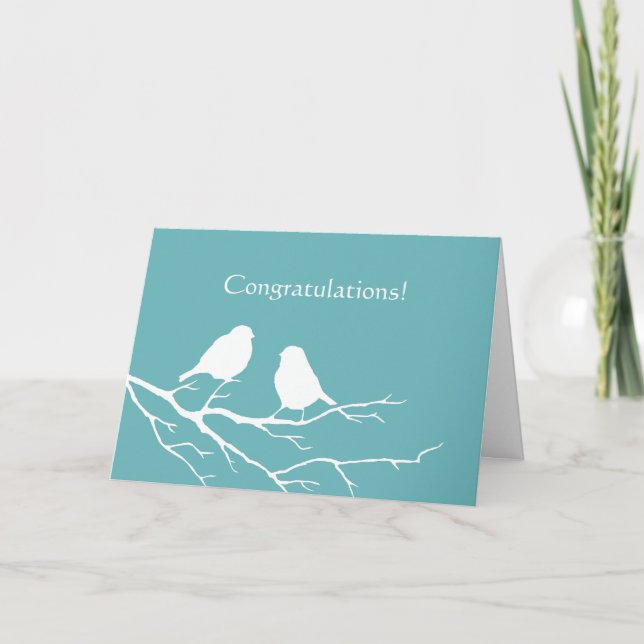Congratulations Wedding  Cute Sparrow Bird  Blue Card (Front)