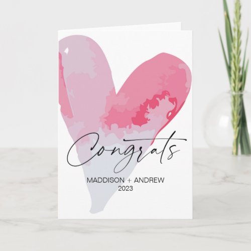 Congratulations Wedding Engagement Gift Heart Card